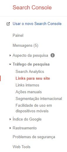 Links para seu site no Search Console