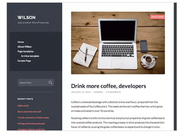 A look at the Wilson minimalist WordPress theme