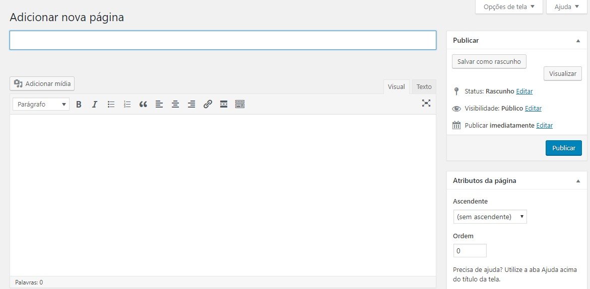 adicionar nova página no wordpress