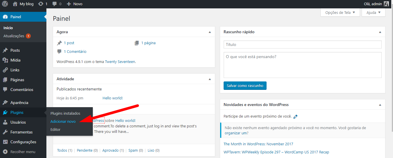 Adicionar novo plugin WordPress