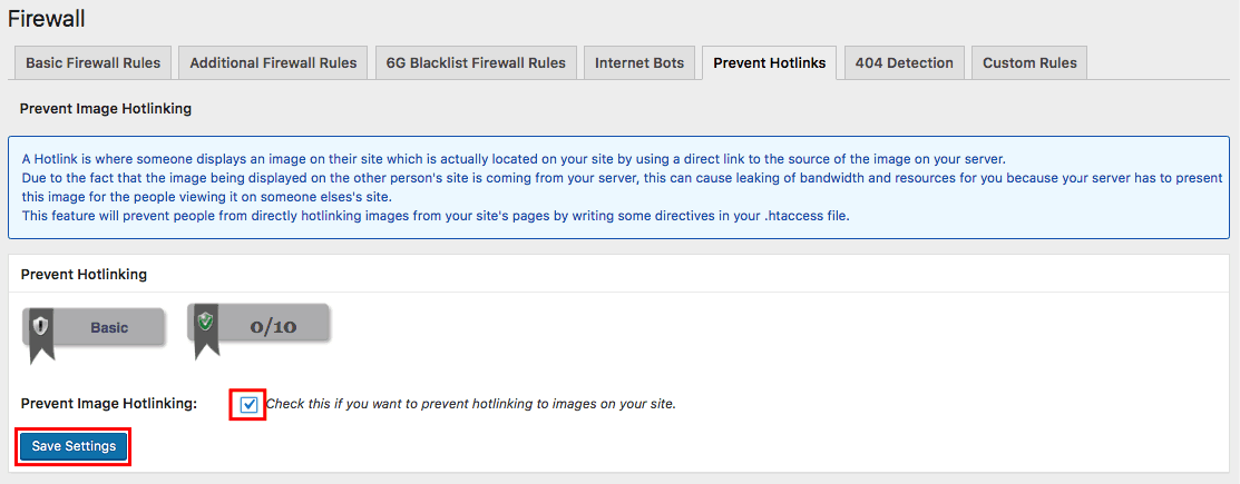 configurar firewall para hotlinking no wordpress