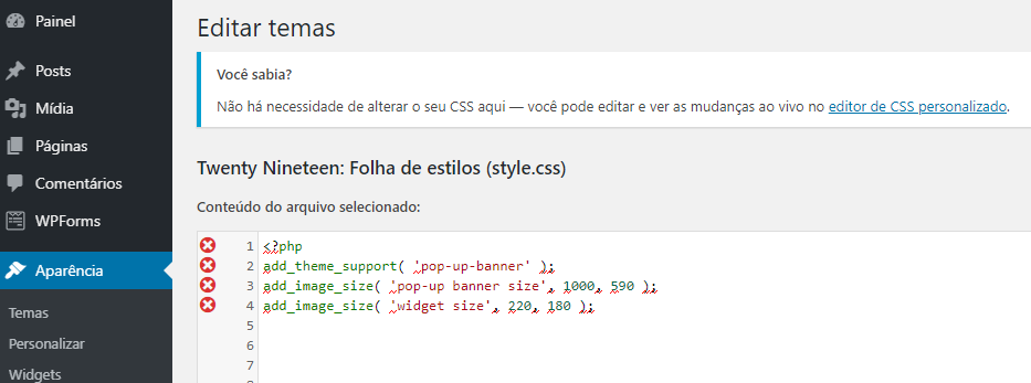 editando tema wordpress