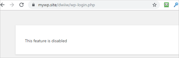 Masked WordPress login page URL.