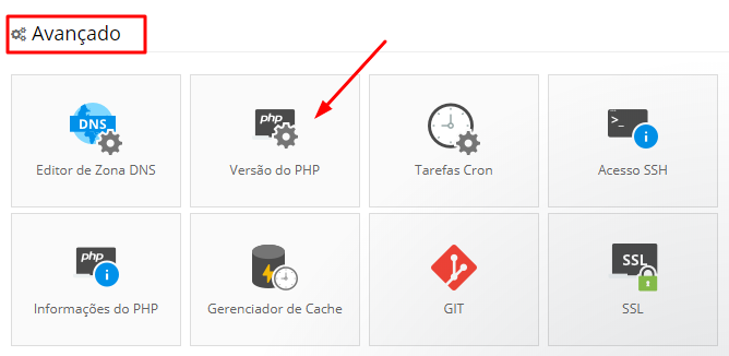 mudar versão do php pelo painel de hospedagem