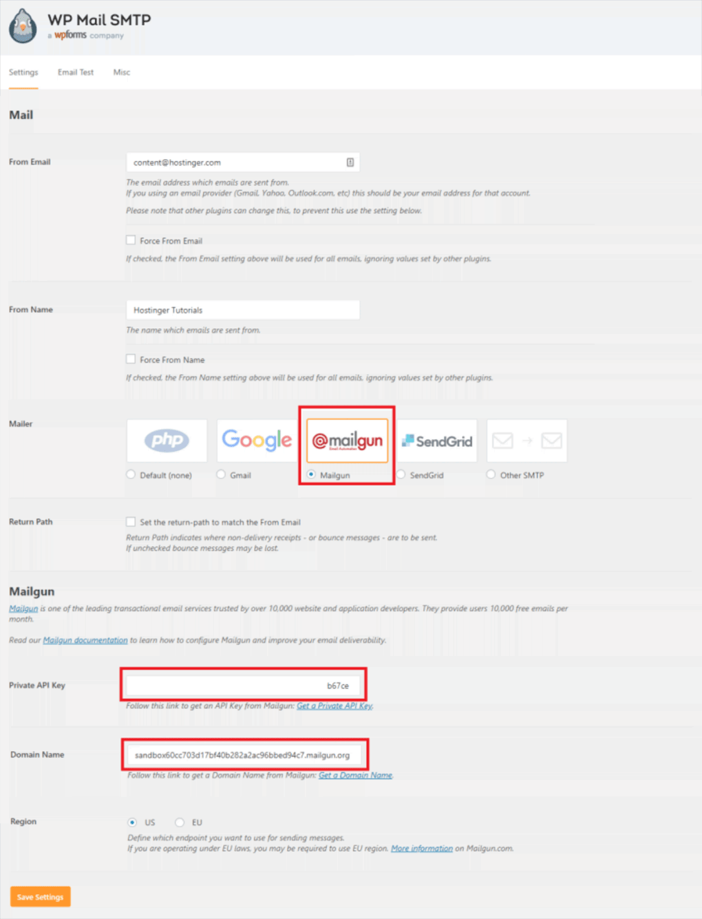 seleção de mailer no wp mail smtp