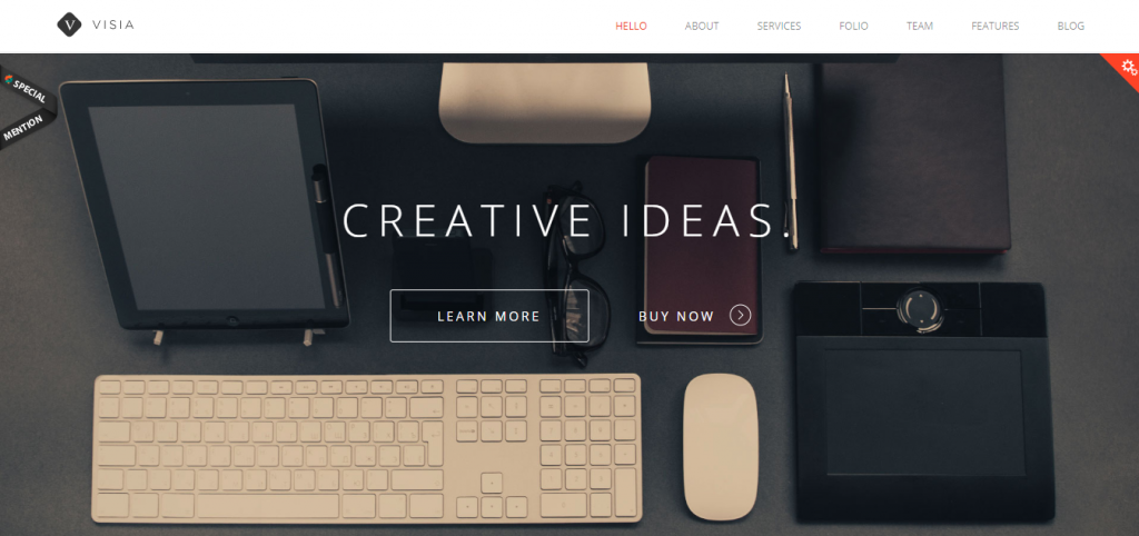 Visia é um tema para portfólios no wordpress